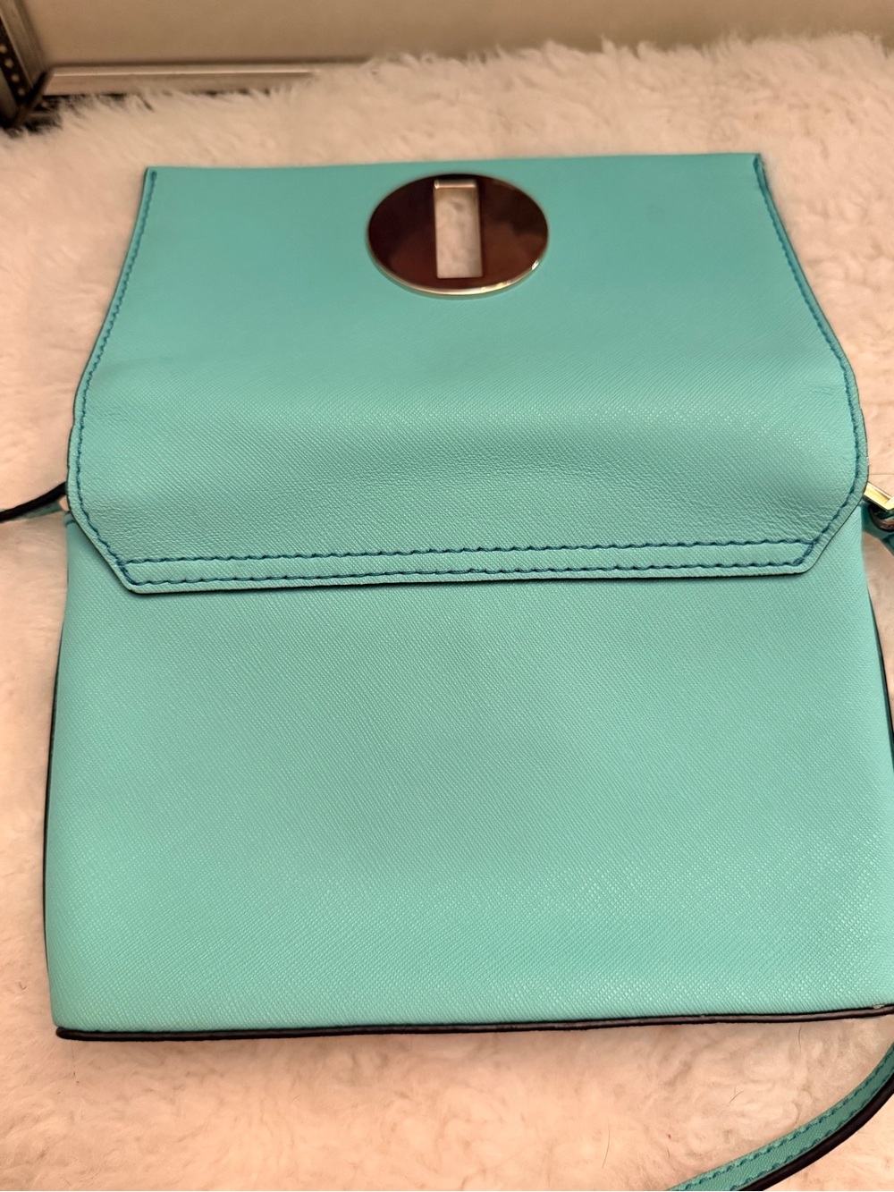 Kate Spade Mint Green Leather Crossbody Bag w/Multicolored Striped Interior GUC - Picture 15 of 16